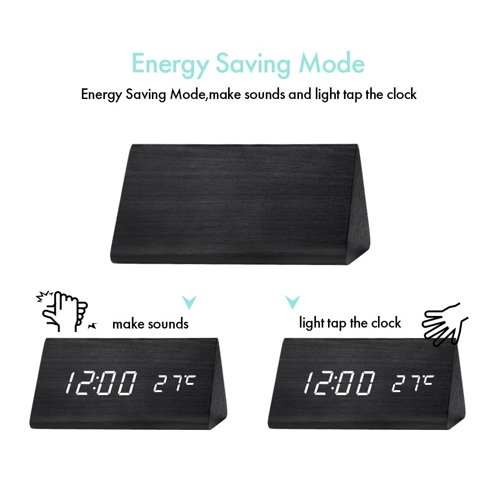 Jam kayu / Jam Meja Kayu LED Digital Wooden Small Table Clock / Jam kayu Desk Clock / Jam kayu elektronik