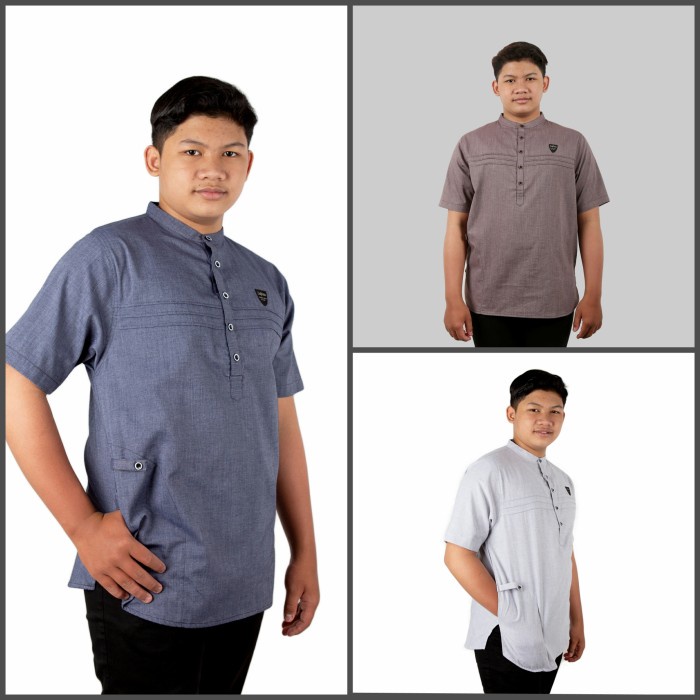 Baju Atasan Muslim Kemeja Koko Denim Anak Remaja Tanggung ABG