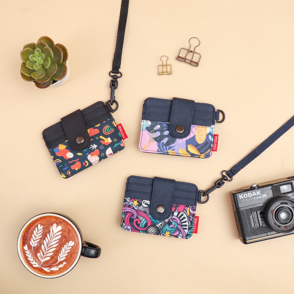 Card Holder Kalung Gantung Dompet Kartu dan Uang Pria Wanita Simple Card Wallet Motif