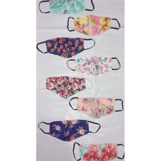Masker dewasa motif cantik 2 lapis earloop