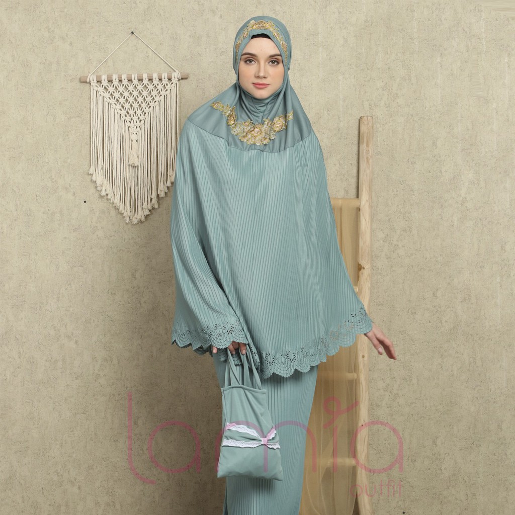 Mukena Plisket Lamia Bordir Kombinasi