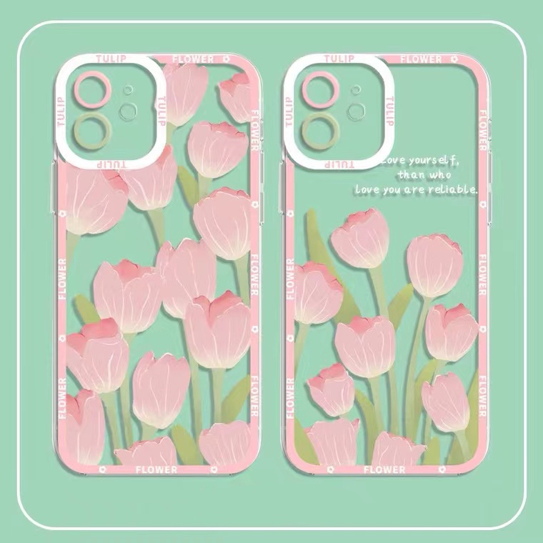 Soft Case Silikon Transparan Motif Bunga Untuk iPhone 11 12 13 Pro X XR XS MAX 12Pro 6 6S 7 8 Plus