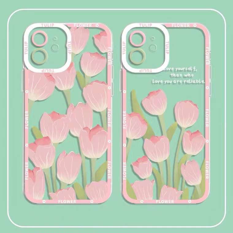 Soft Case Silikon Transparan Motif Bunga Untuk iPhone 11 12 13 Pro X XR XS MAX 12Pro 6 6S 7 8 Plus