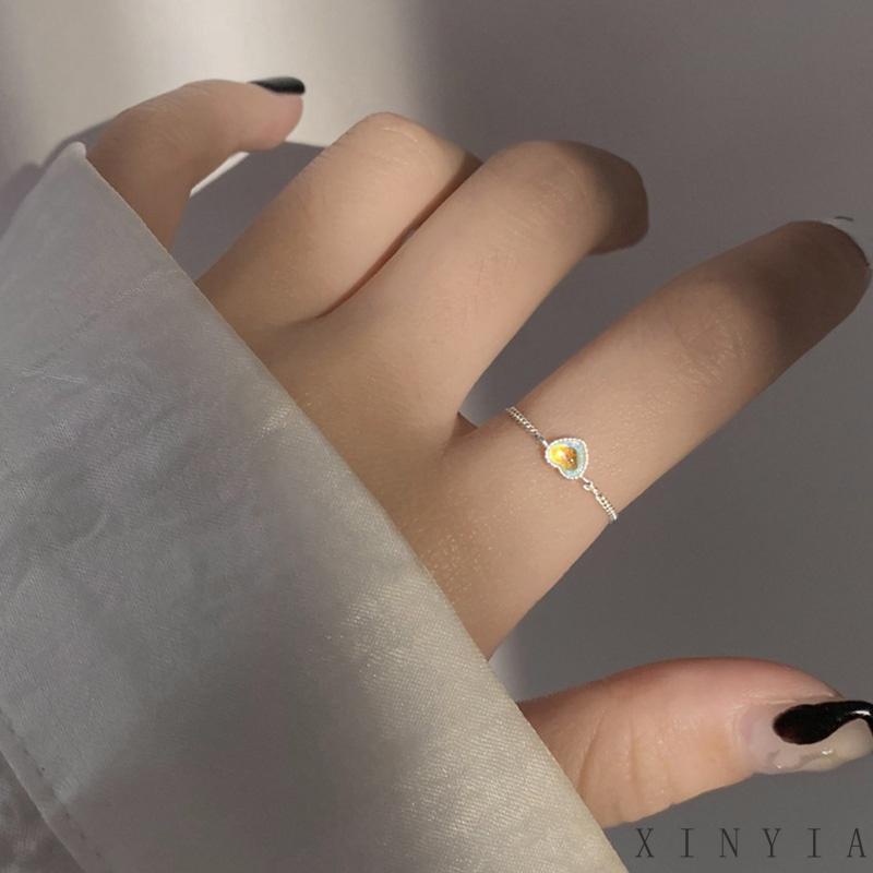 Xia.id Cincin Jari Telunjuk Wanita Desain Rantai Hati Simple Mewah