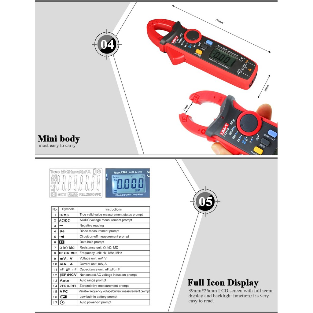 UNI-T UT210E - Mini Clamp Meter True RMS - Tang Ampere Jepit Digital