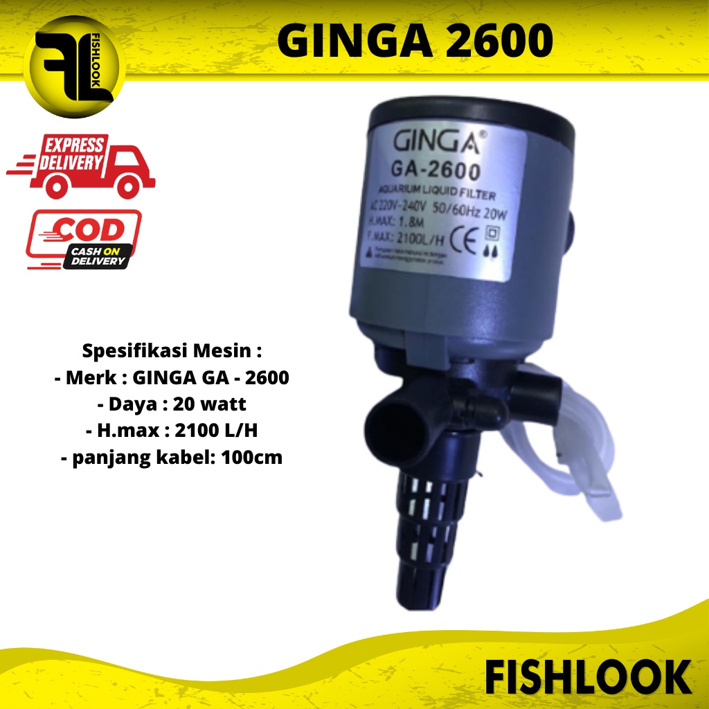 MESIN POMPA AQUARIUM GINGA GA-2600 AIR PUMP GINGA SUBMERSIBLE PUMP