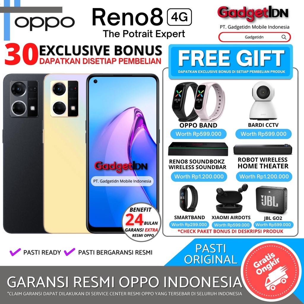 OPPO RENO 8 4G 13/256GB ( 8GB + 5GB EXTENDED RAM ) RENO8 GARANSI RESMI OPPO