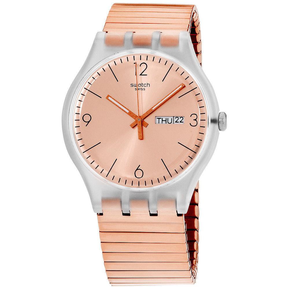 Swatch Analog Jam Tangan Rantai Unisex SUOK707B Rostfrei Original Bagus