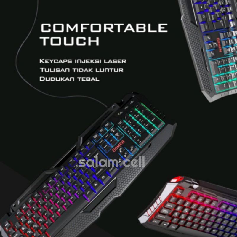 Keyboard Game GAMEN Gaming LED Backlit Mouse Keyboard Combo Station II Black Anti Ghosting 3600 DPI