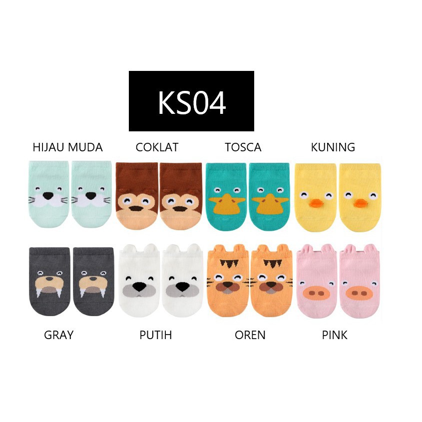 MOGYMOGY KS04 Kaos Kaki Bayi Motif Hewan Kaos Kaki Anak Karakter Kaos Kaki Anti Slip Baby Socks Animal