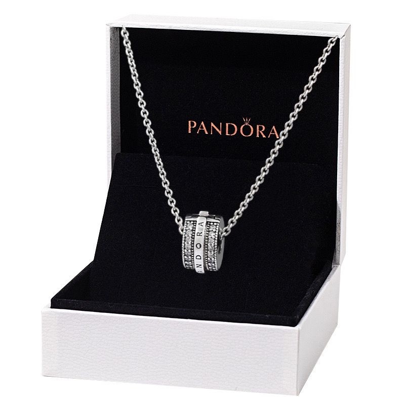 Pandora Kalung 925 Silver Cubic Zirconia Dengan Liontin Berlian Untuk Wanita