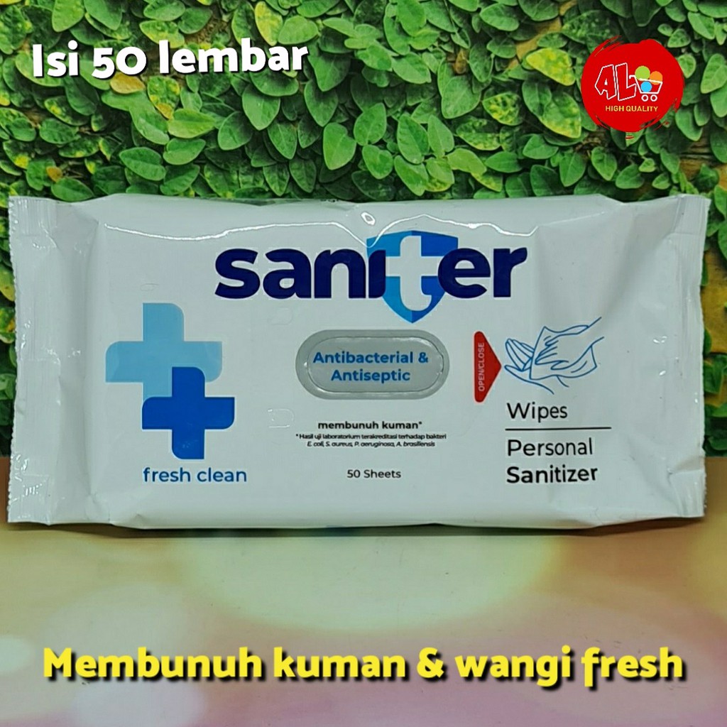 Tisiu Tissiu Basah Saniter Wipes Antibacterial &amp; antiseptic 50pcs