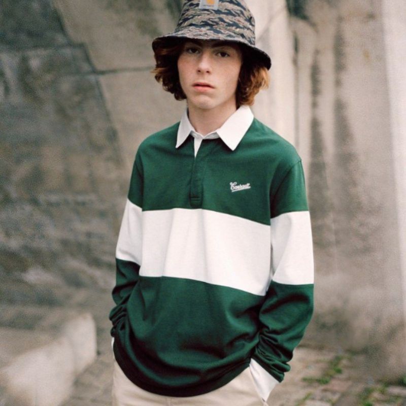 kaos polo rugby smooth hijau army | kaos santai | kaos panjang polo shirt kasual | rugby lengan panj