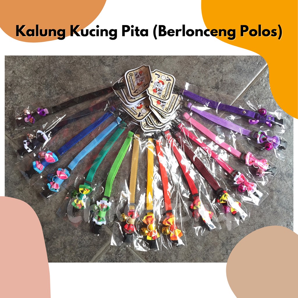 Kalung Kucing Pita Berlonceng Polos