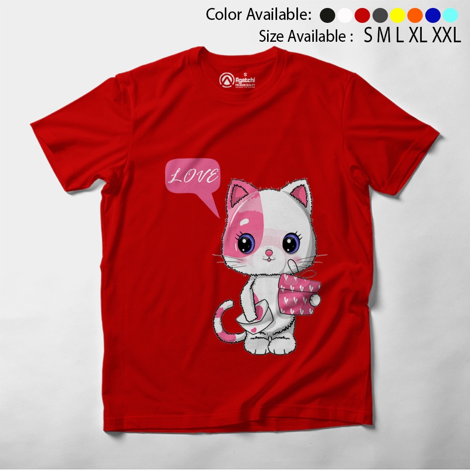 Kaos Atasan Anak Perempuan / Baju Anak Distro Cat Love Kucing Lucu