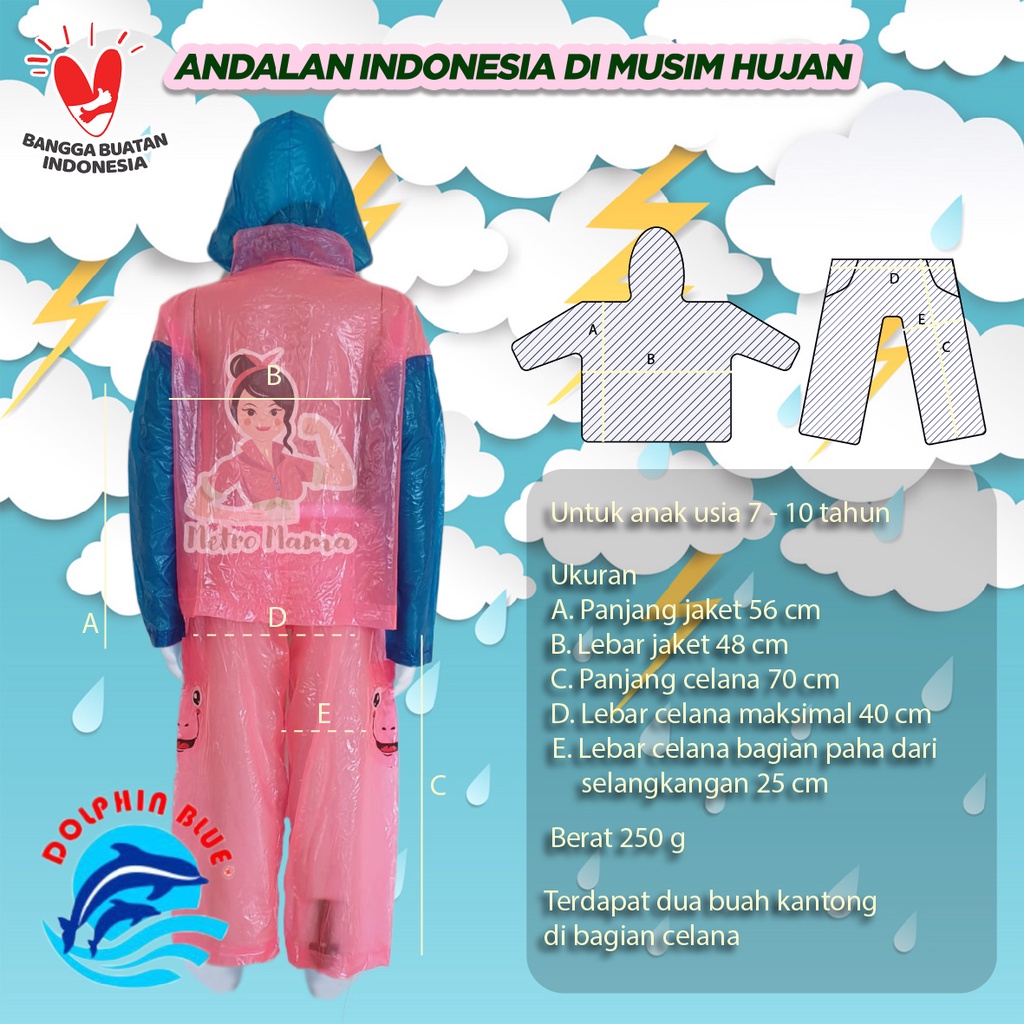 Jas Hujan Anak Jaket Celana BIG KID Raincoat DOLPHIN KID 940