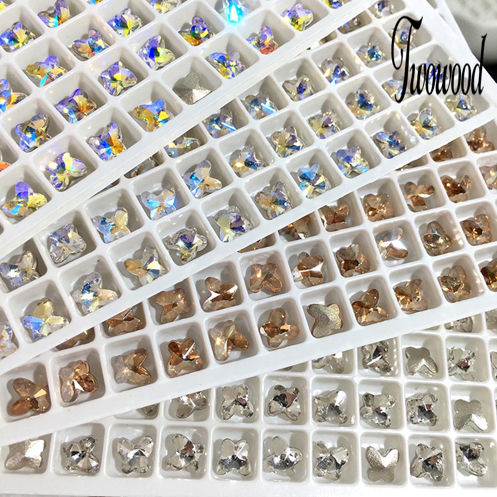 50 Pcs Aksesoris Kristal Buatan Bentuk Kupu-Kupu Untuk Nail Art Wanita