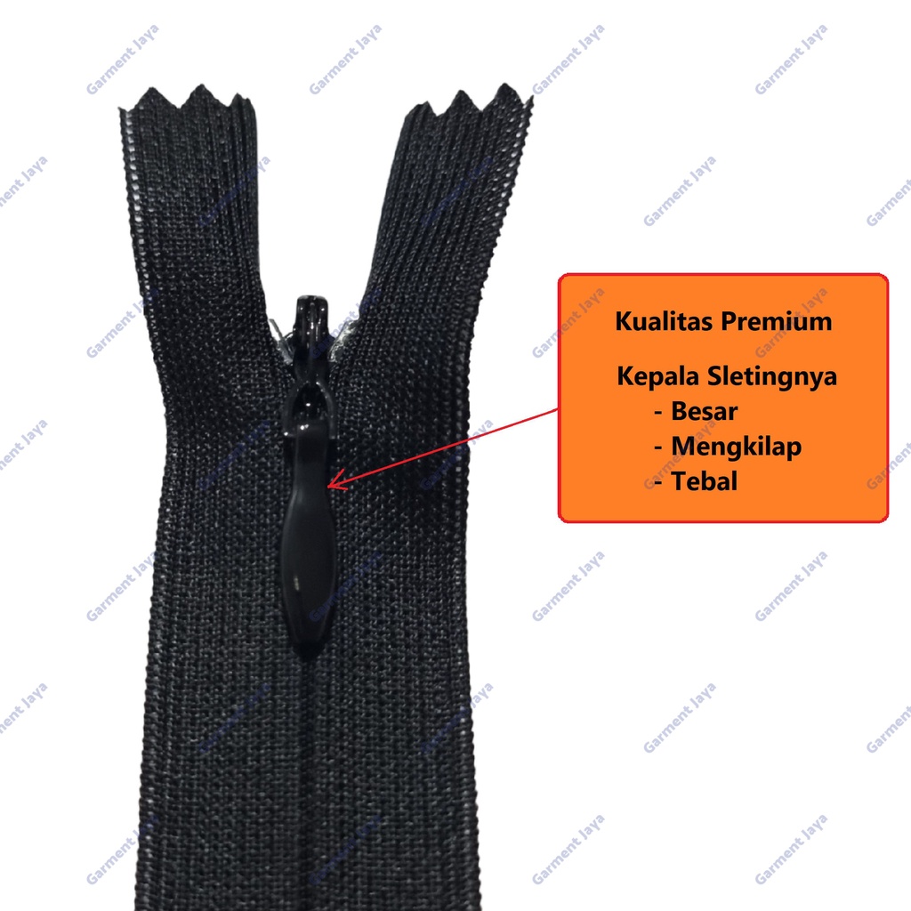 Resleting Jepang Premium SJ/YEE/Lip/Amco 25 cm Per Lusin (12 Pcs) Invisible Zipper Resleting Pakaian Butik Gamis Dress