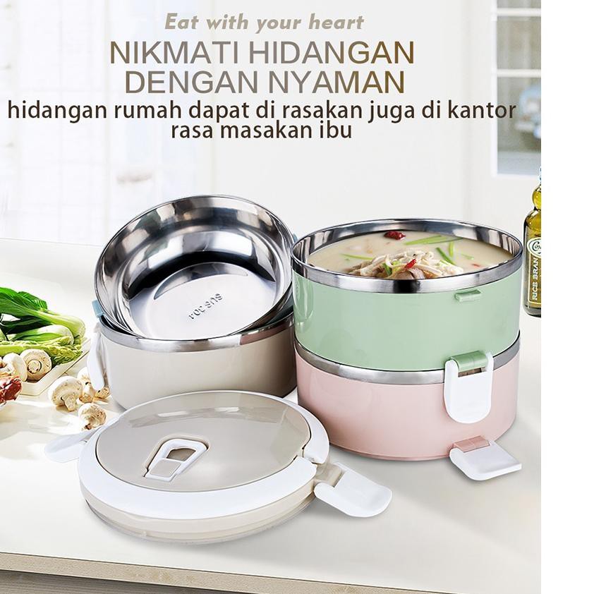 rumah_kita2020 Rantang Stainless 3 4 5 Susun Rantang Cantik Stainless Import Kedap Udara Makanan Awet Kotak Makan Lunch Box Lunch Bowl COD MURAH