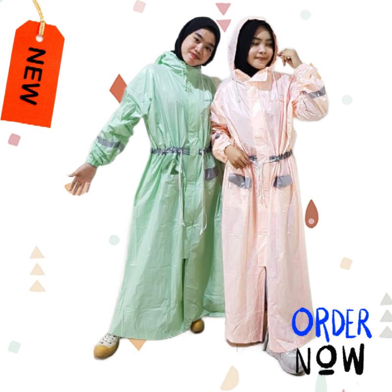 Jas Hujan Gamis Dewasa Plevia Mantel Hujan Wanita  Stylish