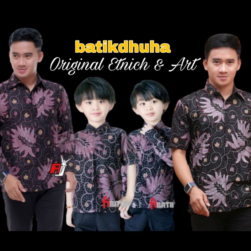 COUPLE BATIK AYAH ANAK WARNA UNGU LILAC LAVENDER / BATIK WARNA LILAC / BATIK WARNA SOFT