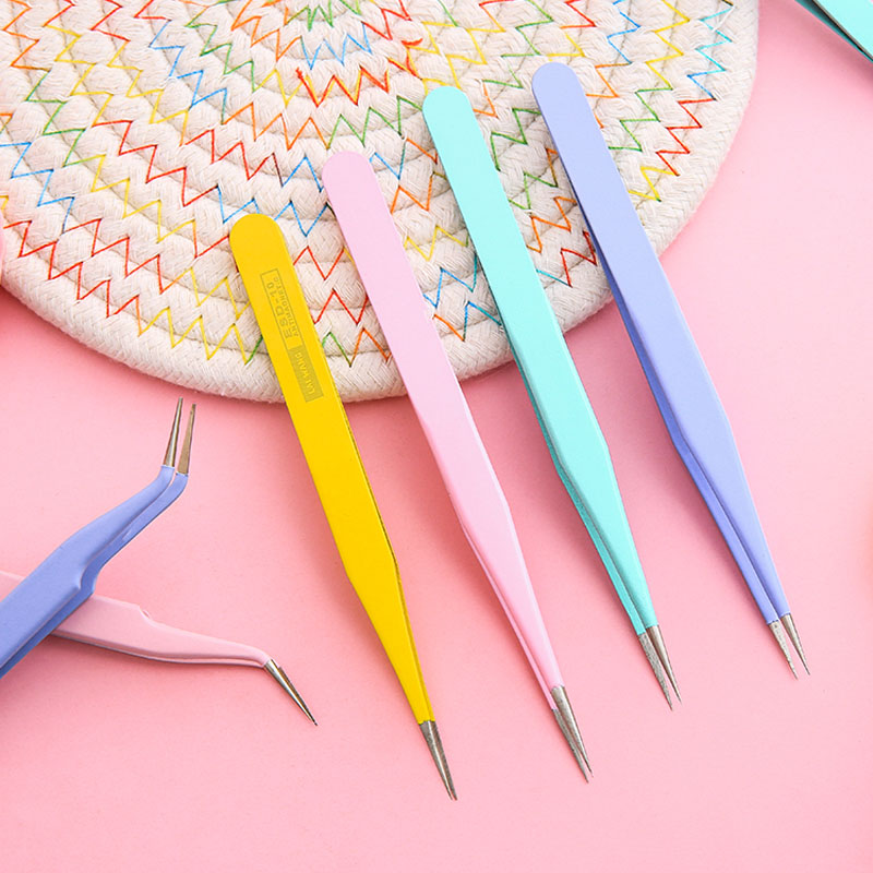 Colorful Series Stainless Steel Tweezers Sticker DIY Small Clip