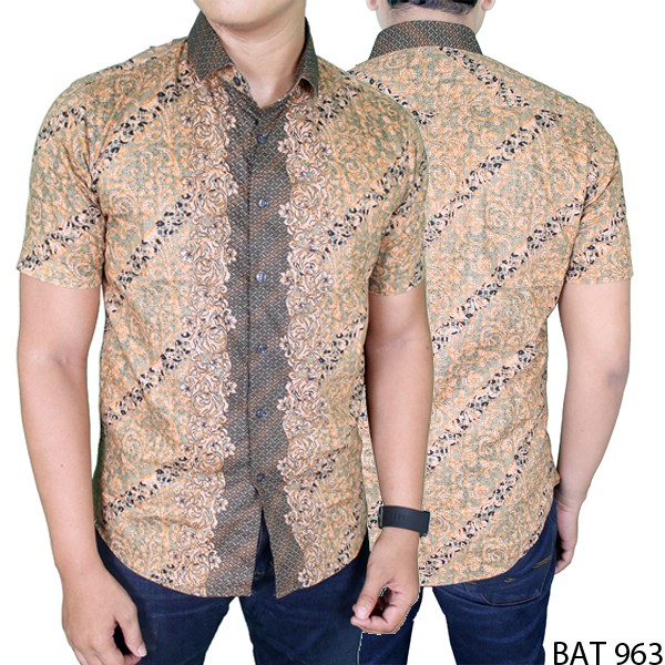 Kemeja Batik Exclusive Katun Coklat Muda – BAT 963