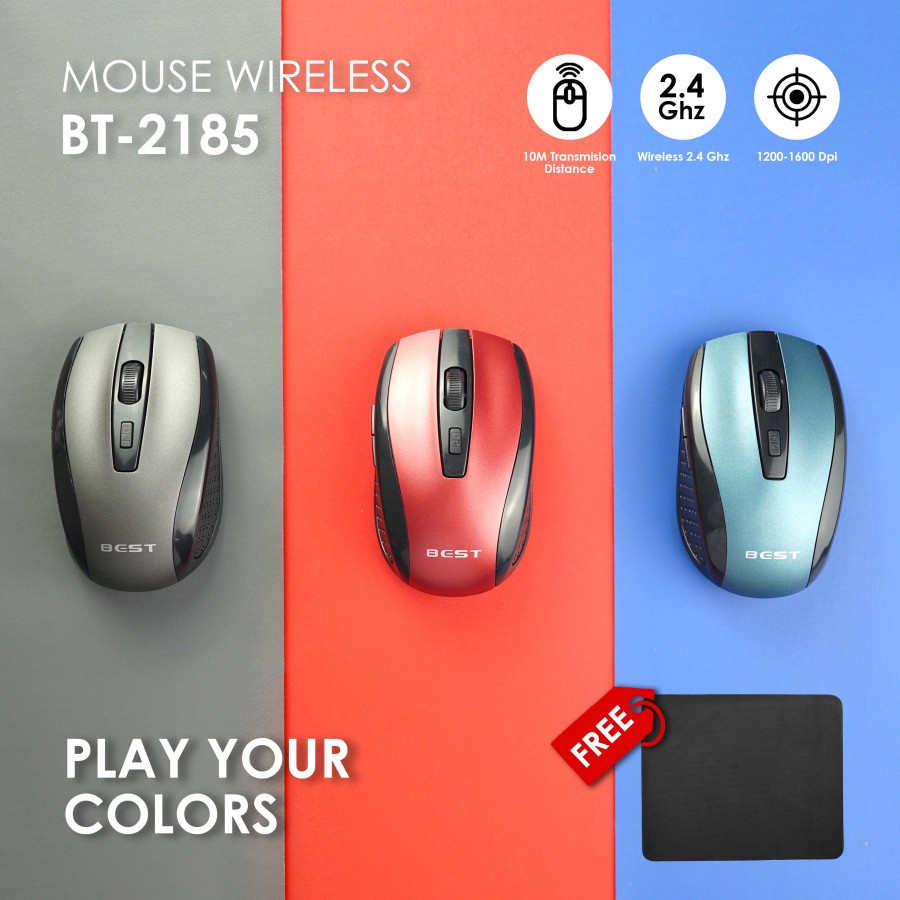 Mouse Wireless Komputer Best 2185 Free Mousepad Surface