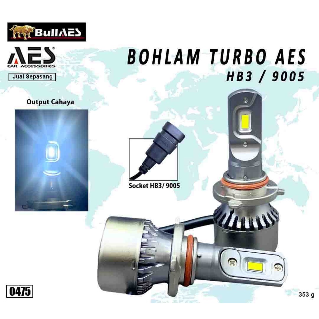 Lampu Headlamp TURBO LED 9005 HB3 Turbo Led MERK AES