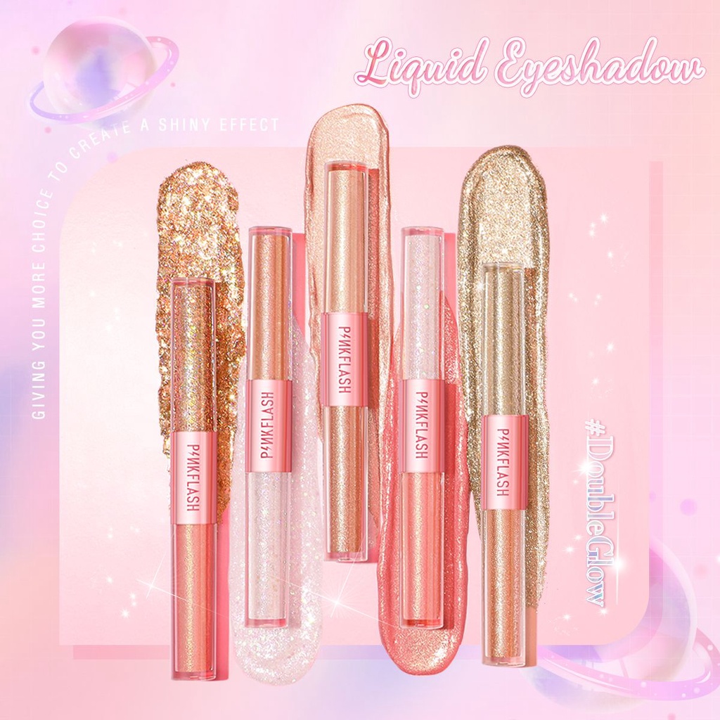 PINKFLASH DoubleGlow 2 in 1 All Glow Liquid Eyeshadow Waterproof / Pinkflash All Glow Liquid Foundation