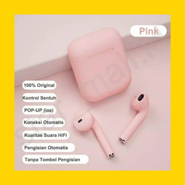 HEADSET BLUETOOTH INPODS i12 TWS MACARON EARPHONE WIRELES TWS i12 MATTE MACARON ANDROID