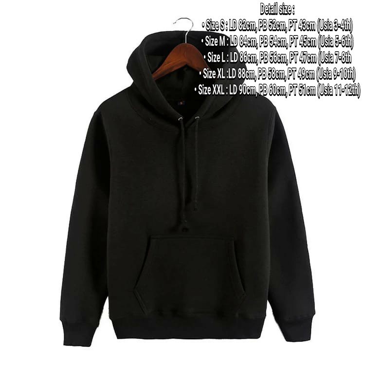 Sweater Hoodie Polos Anak Laki-Laki/Perempuan Usia 3-12 Tahun Bahan Tebal Premium