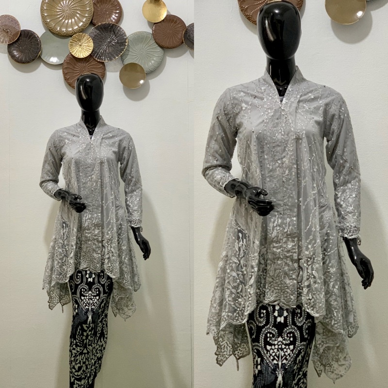 kebaya kartini TuLE waka / kebaya modern / Kebaya remaja / Kebaya ocean / Kebaya bali / Kebaya wisuda / Kebaya brukat-Gray