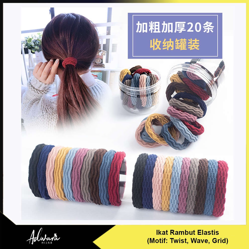 Ikat Rambut Elastis Wanita Warna Polos Random / Tali Rambut Karet Gaya Korea Motif