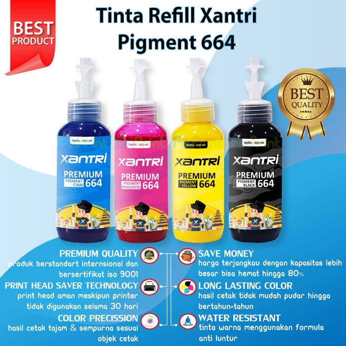 Tinta Pigment Epson 664 100ml Refill Pengganti 774 Black Printer L1455 L605 L655