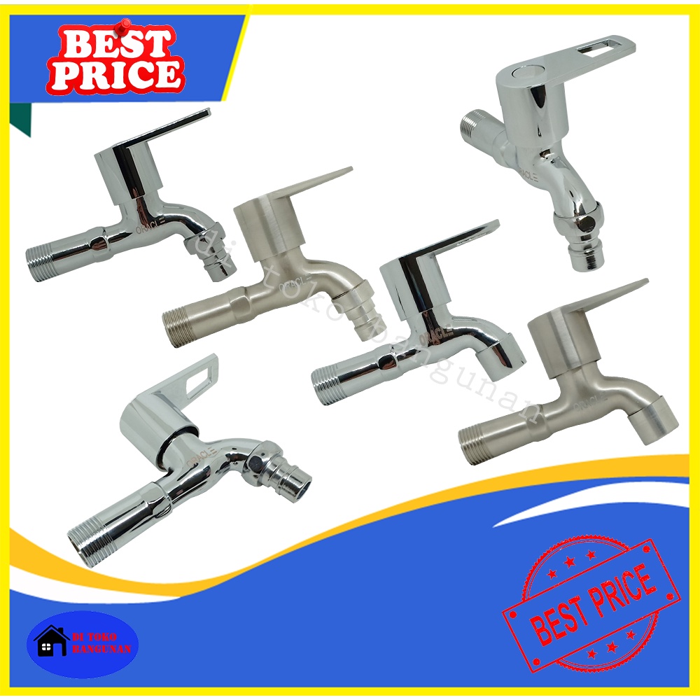 Keran Air Tembok Kran Air Taman Stainless Steel Chrome 1/2 Inch Oracle Kran Kamar Mandi