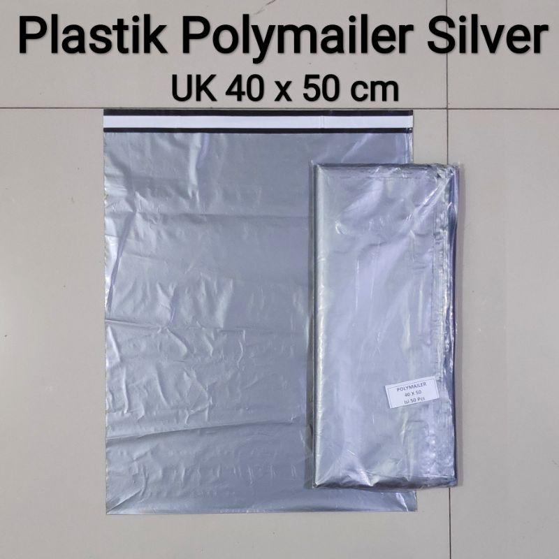 Plastik Packing Polymailer Silver Uk 40x50 (50pcs), plastik packing Lem, plastik Olshop