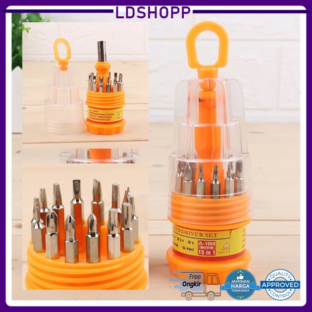 LDS OBENG SET TELUR 15IN1 OBENG SERVICE TOOLS KIT MULTIFUNGSI/SCREWDRIVER SERBAGUNA 15IN1