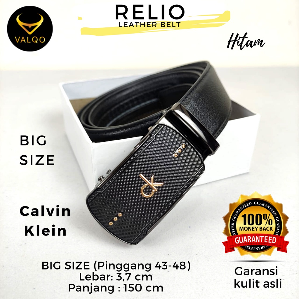 [VALQO] Ikat Pinggang RELIO Big Size 150 CM kulit Sapi Hitam Pria Gesper Premium Sabuk Cowok Laki Besar