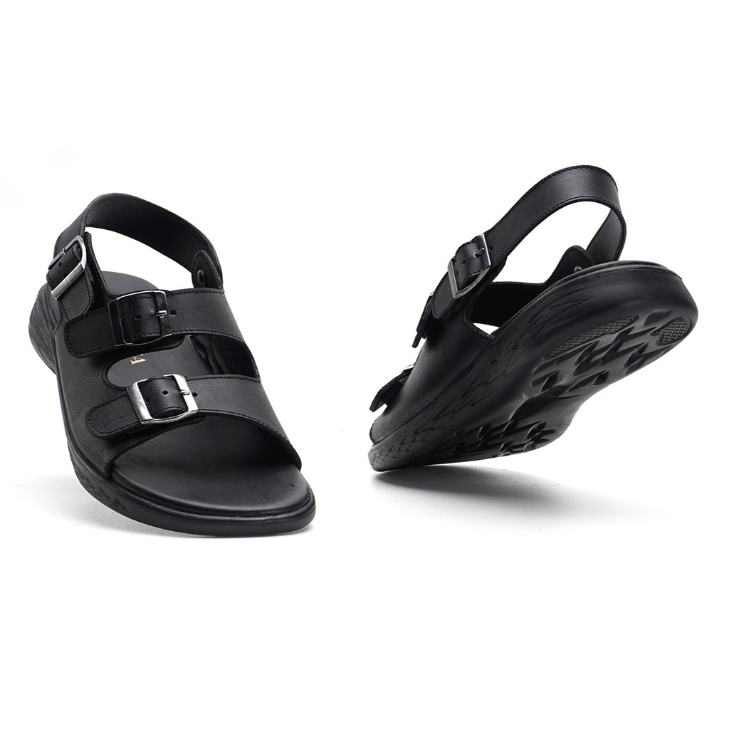 Mozza 02 Black | Sendal Slide Kulit Original Santai Kasual Pria Ori Sandal Footwear | FORIND Greata