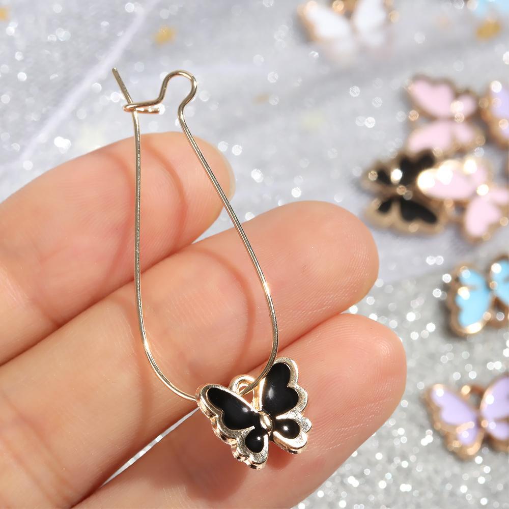 Preva 10PCS Butterfly Charms Hadiah Gelang Membuat Temuan Kalung Alloy Enamel