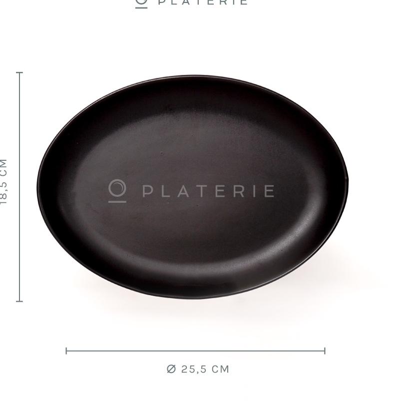 Update Terlaris PLATERIE Plater Piring/Mangkok Keramik Rectangular/Oval/Bowl Plate Black Matt