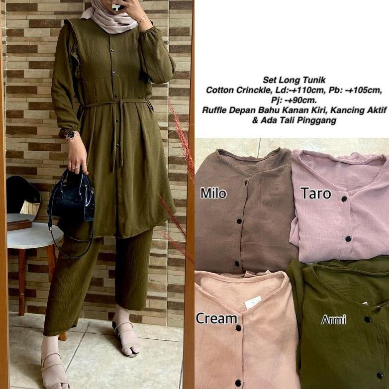 Setelan Long Tunik Crinkle