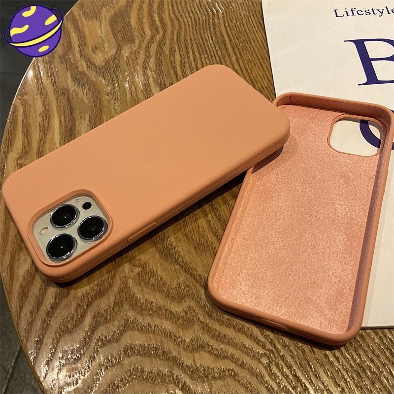 Soft Case Bahan Silikon Cair Warna Begonia Untuk IPhone 11 12 13 14 Pro X XR XS Max 6 6s 7 8 Plus