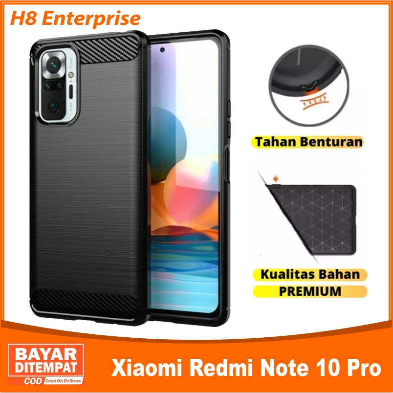 Casing Softcase Xiaomi Redmi Note 10 Pro IPAKY Carbon Fiber Matte Softcase - Hitam