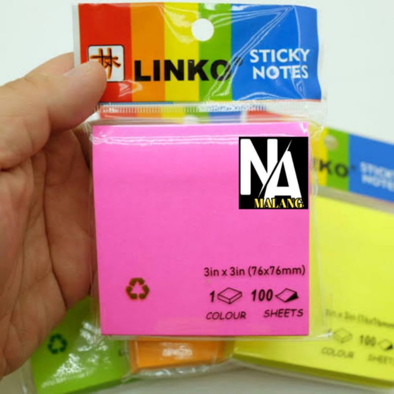 

Sticky Notes LINKO 76 ×76mm Kuning,Hijau,Orange,Pink 100s 65g