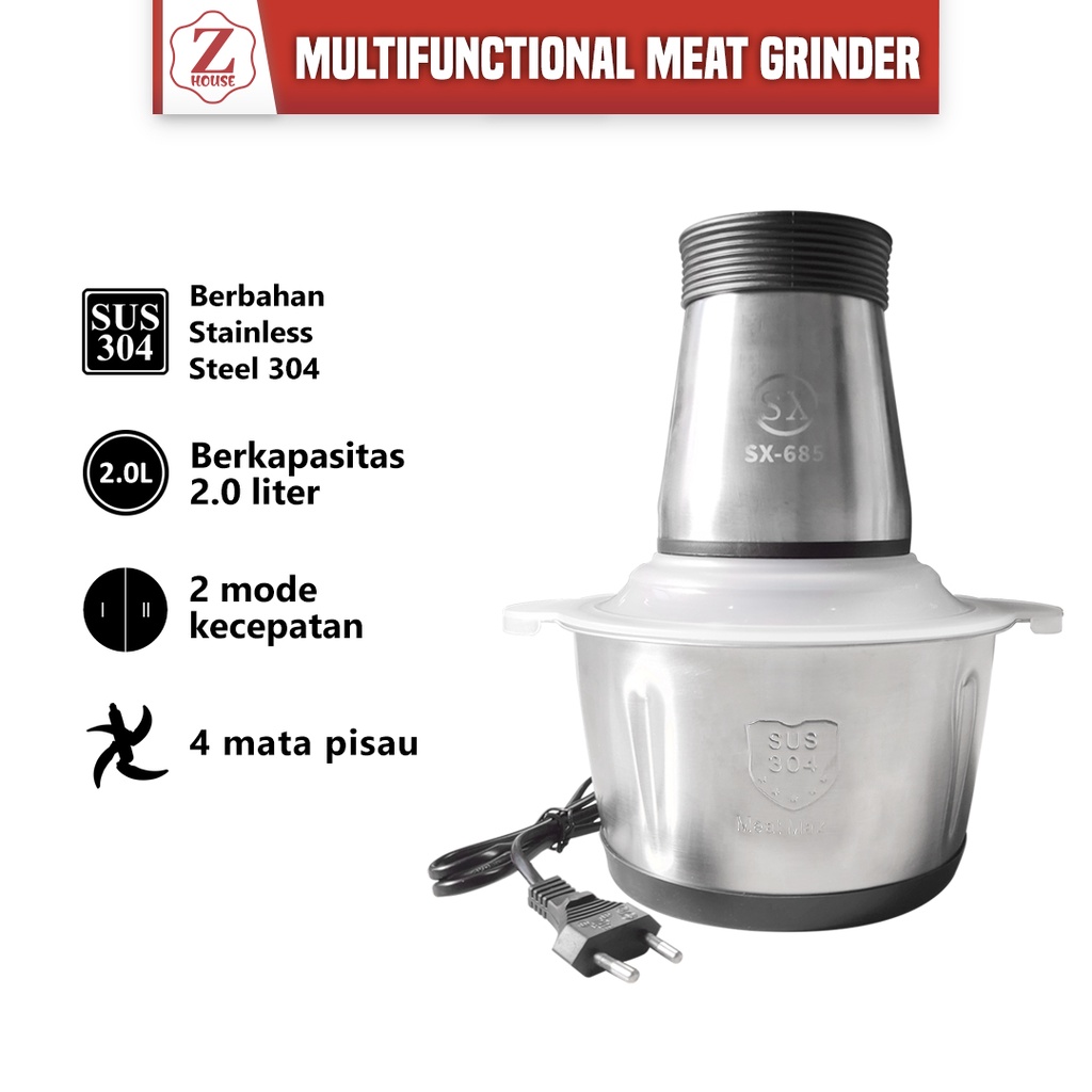 Blender Daging Elektrik Chopper Blender Daging Chopper Meat Blender Elektrik Stainless Steel Chopper Blender Chopper Stainless Multi Fungsi Serba Guna Food Grade Blender Bumbu Dapur Blender Daging Blender Elektrik Bagus