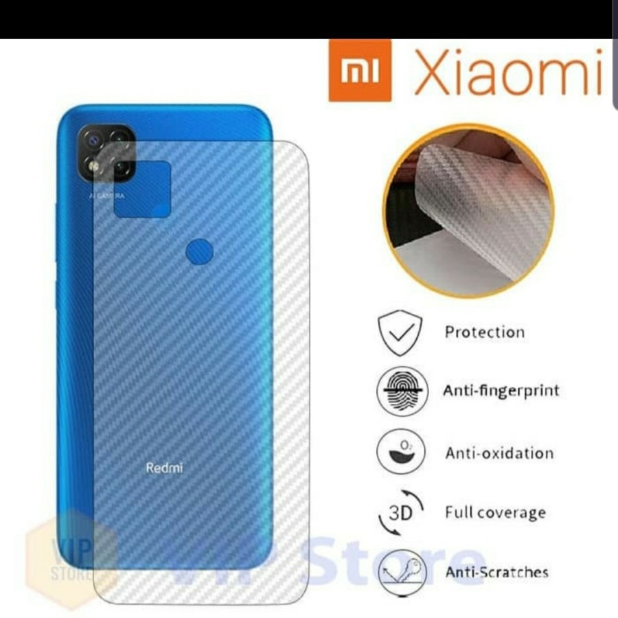 XIAOMI REDMI 9 9A 9C Anti Gores Belakang Back Skin Carbon Transparan