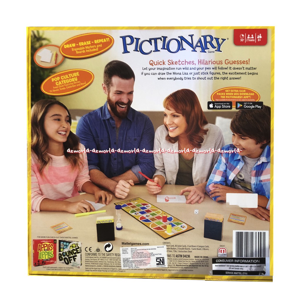 Pictionary Quick Sketches Hilaricus Makers Erasble Mainan Tebak Gambar