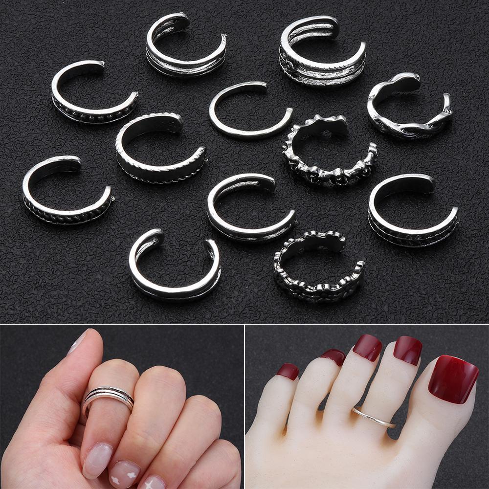 12pcs / SET Cincin Jari Kaki Model Terbuka Untuk Pantai